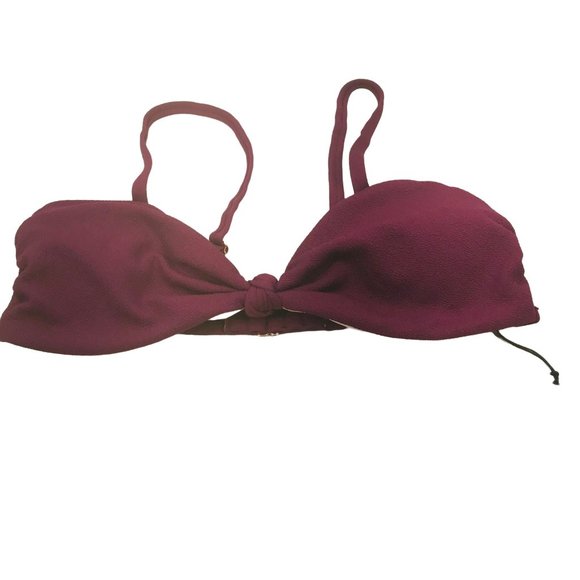 Shade And Shore Women's Sz Large 12-14 Knot Front Crepe Material Bikini Swim Top - Picture 1 of 15